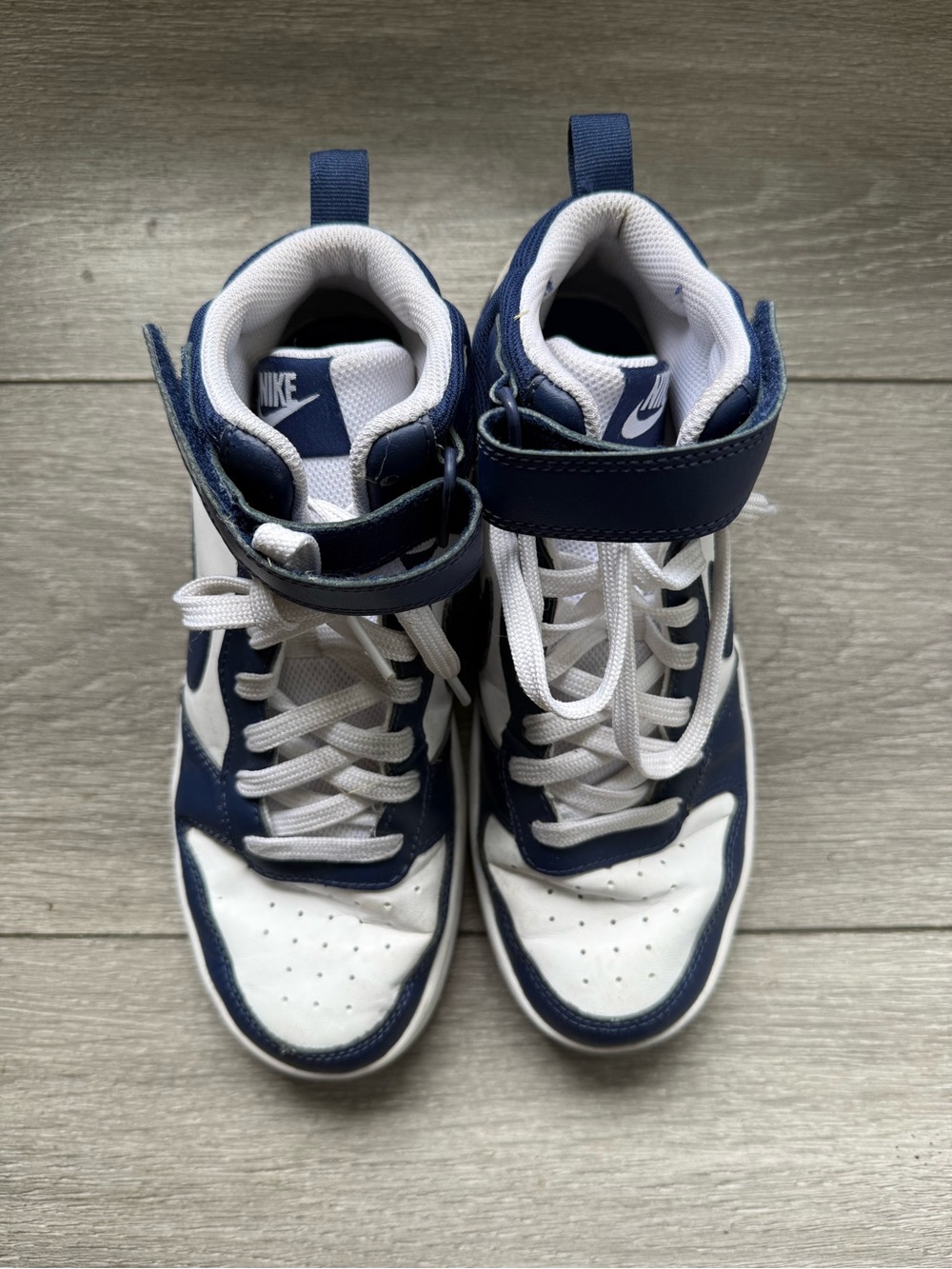 Nike Kids Navy & White High-Top Sneakers with Strap